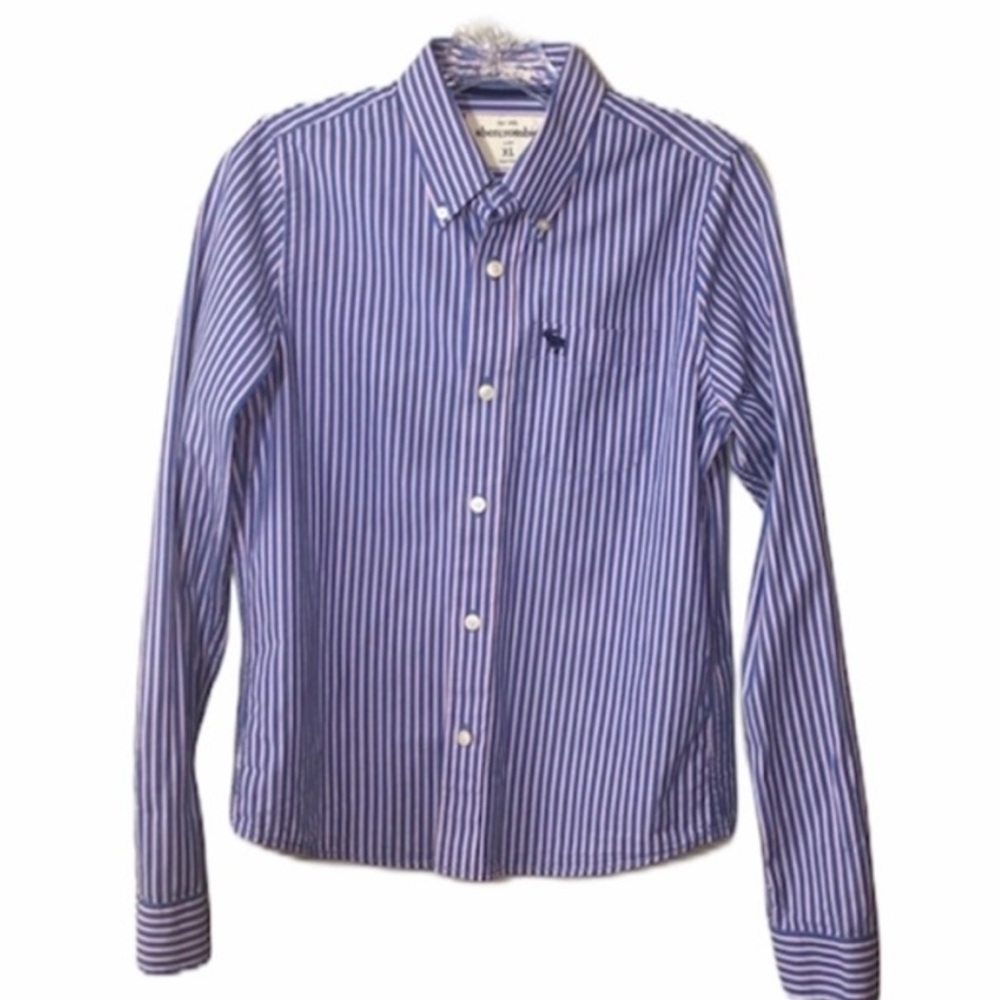 Kids Abercrombie blue and pink button up